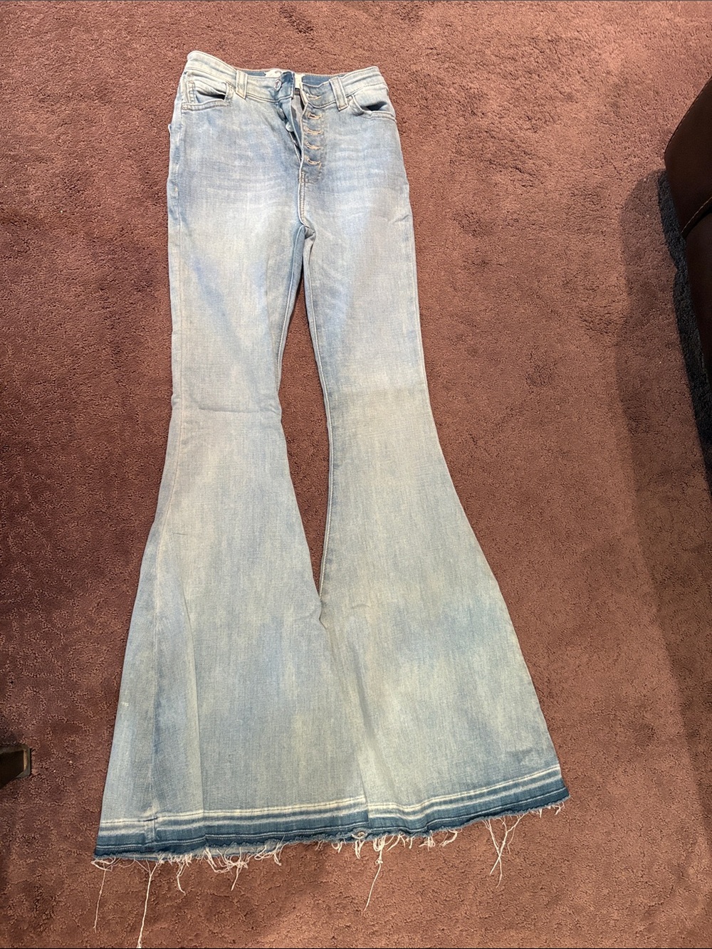 We The Free Light Blue Flare Jeans with Raw Hem